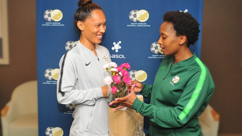 Leandra Smeda of South Africa congratulated for 100th Cap during the International Women Friendly match between Japan and South Africa