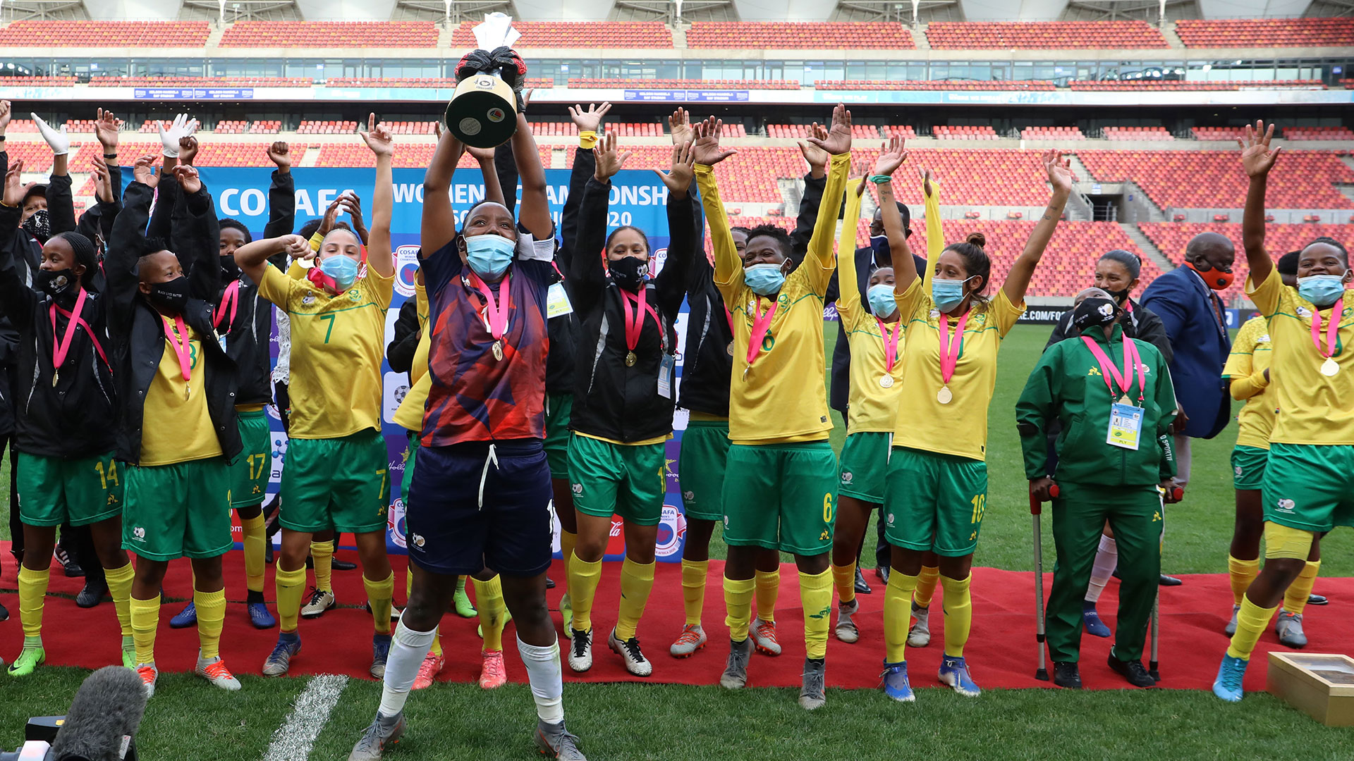 Banyana Banyana celebrating 2020 COSAFA Cup win