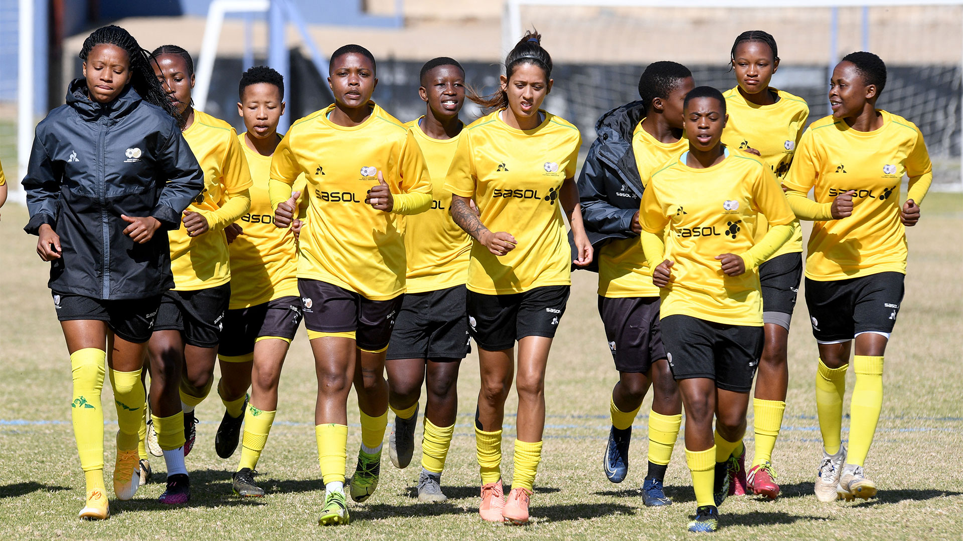 Banyana Banyan jogging during a training session