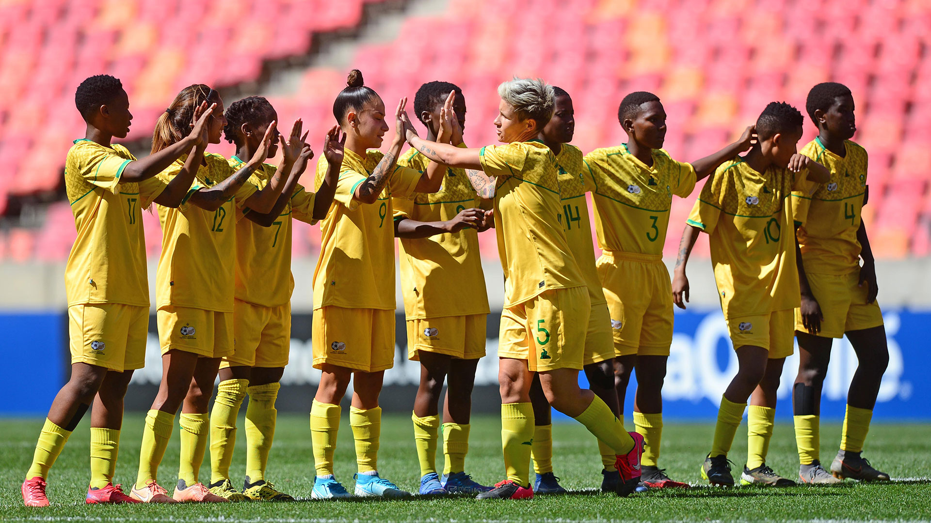 Banyana Banyana celebrate a goal in the COSAFA cup