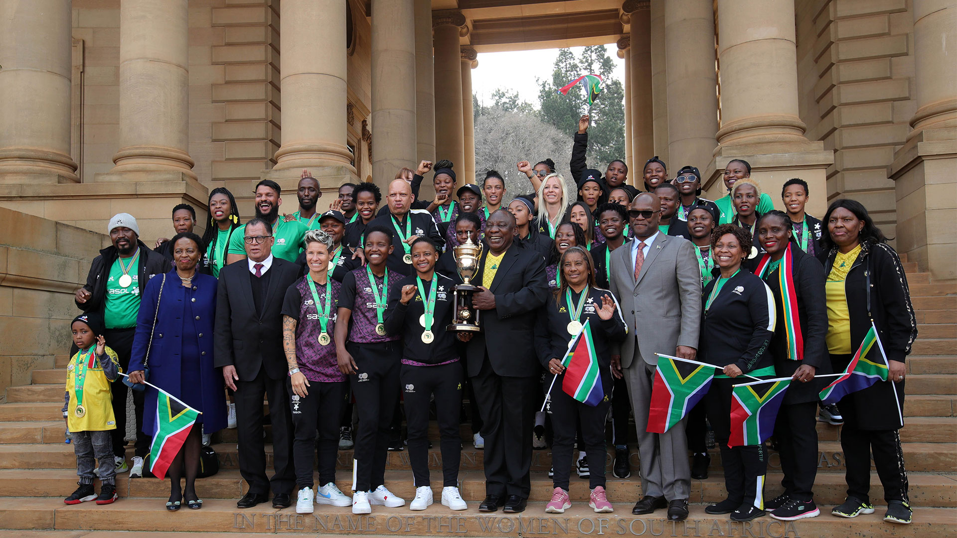 President Ramaphosa welcomes Banyana Banyana at the union buildings