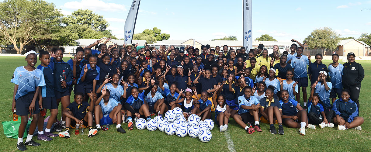 Sasol Banyana Banyana host a football development clinic and hand over football kit and equipment