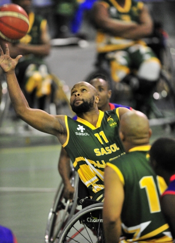 Basketball - 2018 Wheelchair Basketball - Gold Amawheelaboys v Blue Supersport All Stars - Tongaat Indoor Sports Centre - Durban